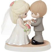 Traditional Bride and Groom with Rings Figurine
