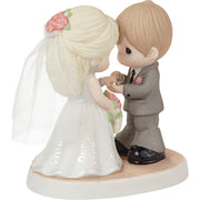 Traditional Bride and Groom with Rings Figurine
