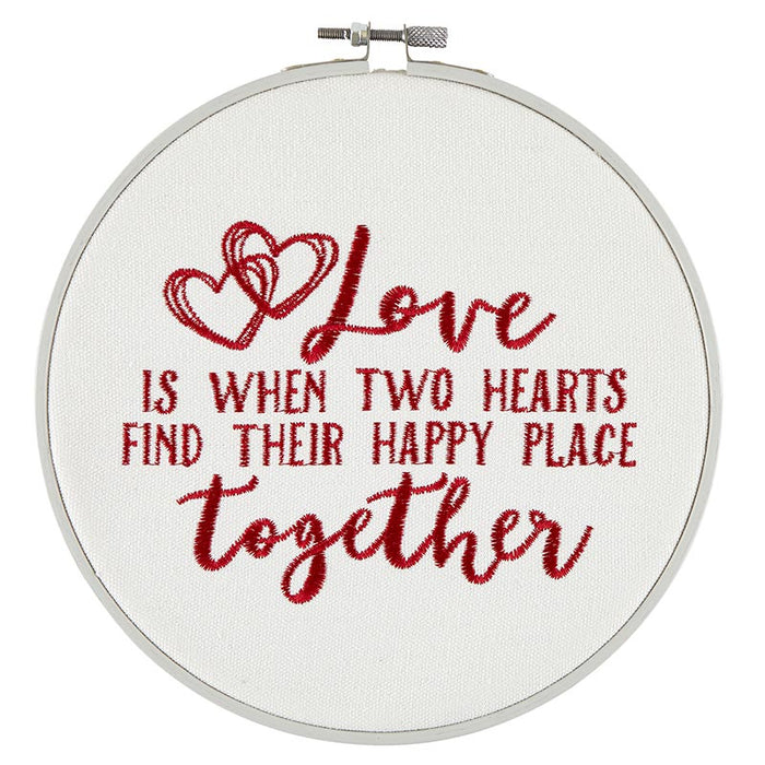 Two Hearts - Embroidery Hoop Wall Art - 4 Pieces Per Package