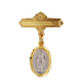 Two Tone Gold Plated Sterling Miraculous Medal Baby Bar Pin with Elegant Burgundy Flip Gift Box