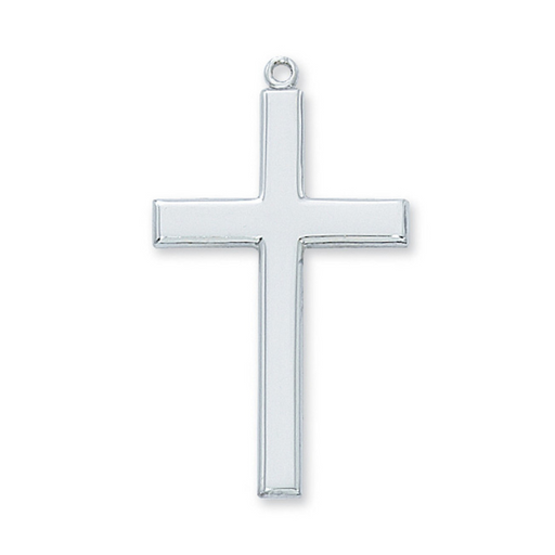 Rhodium-Plated Cross with 24" Stainless Steel Chain