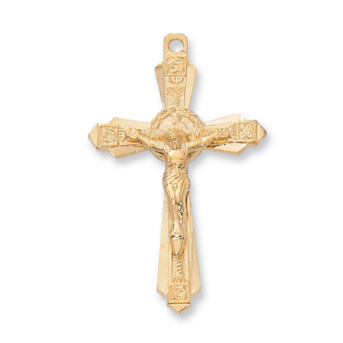 Gold Plated Pewter Crucifix with 24" Chain