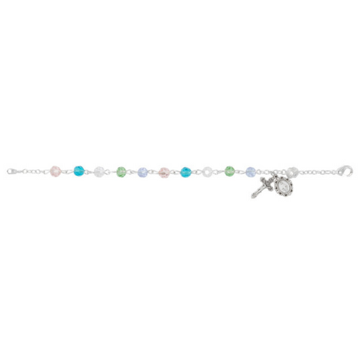 Multi-Crystal Sterling Silver Rosary Bracelet