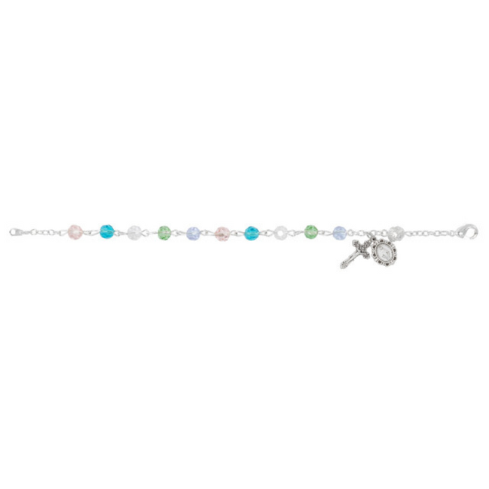 Multi-Crystal Sterling Silver Rosary Bracelet