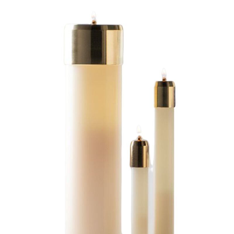 Lux Mundi Refillable Altar Candles - Satin Brass