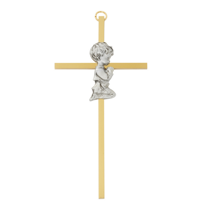 Praying Boy Brass Cross