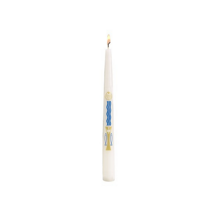 10" Baptism Candle Taper - Chi-Rho - 24 Pieces Per Package