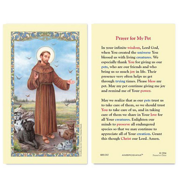 Laminated Holy Card St. Francis Of Assisi - 25 Pcs. Per Package