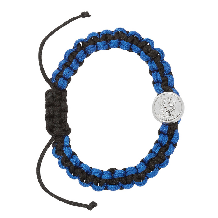 Saint Michael Black/ Blue Corded Bracelet