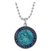 Blue And Aqua Saint Christopher Medal On Adjustable Ball Chain