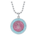 Aqua And Pink Saint Christopher Medal On Adjustable Ball Chain