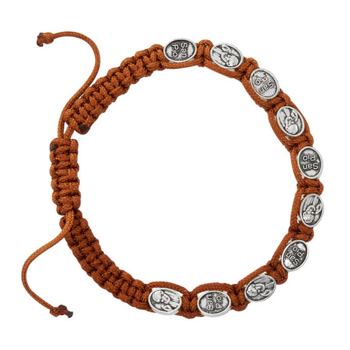 Saint Pio Brown Corded Bracelet