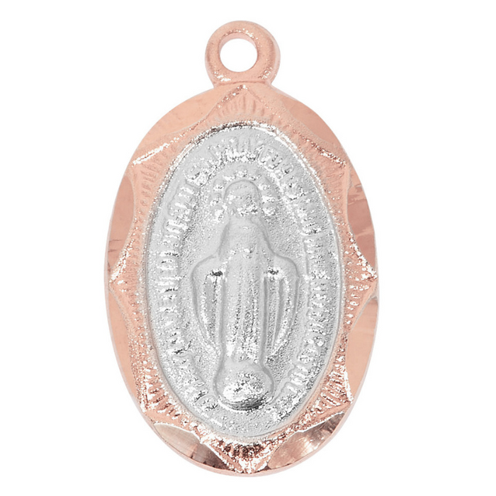 Rose Gold Miraculous Medal Pewter with 16" Chain