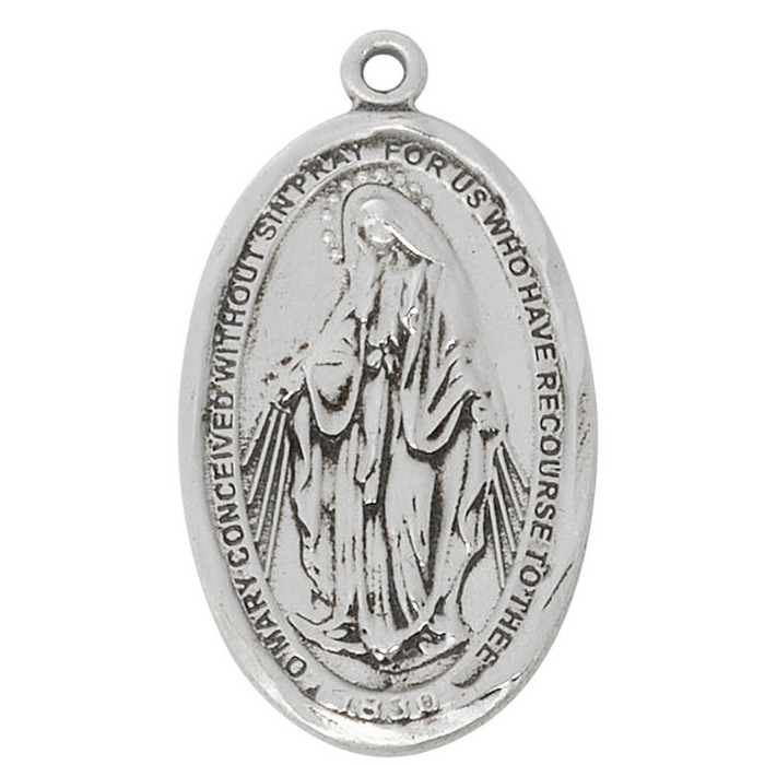 Sterling Silver Miraculous Medal with 20" Chain