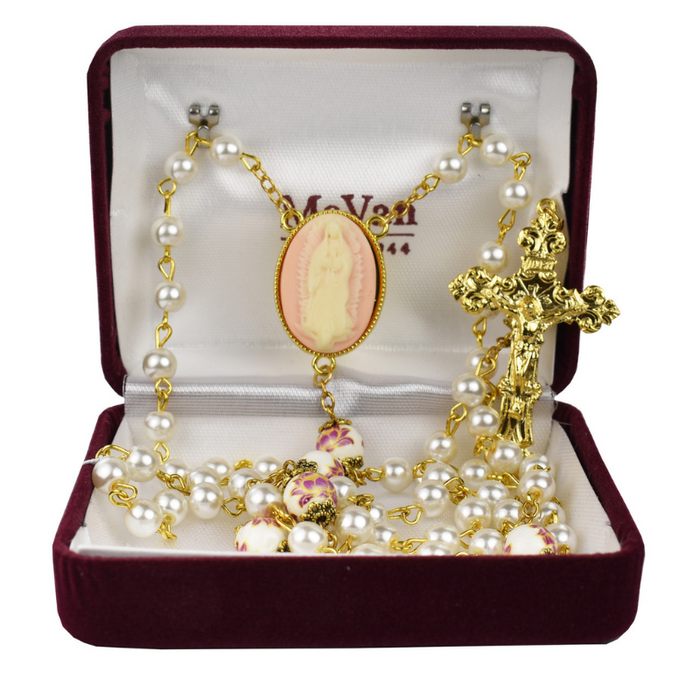6MM Our Lady of Guadalupe Pearl Rosary