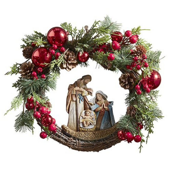 15"D Christmas Nativity Wreath