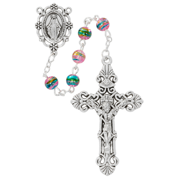 Pink Multi-Color Crystal Beads Rosary