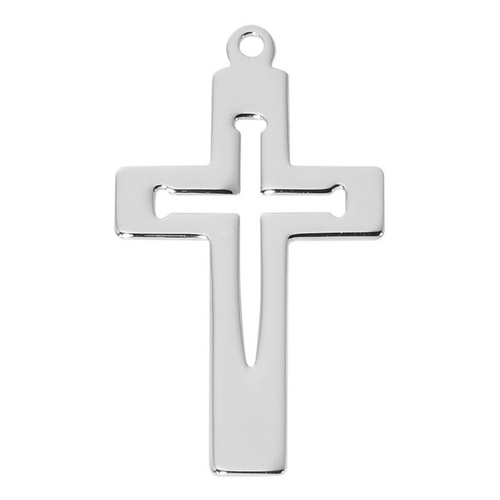 Cut Out Nail Sterling Silver Cross with 24" Chain