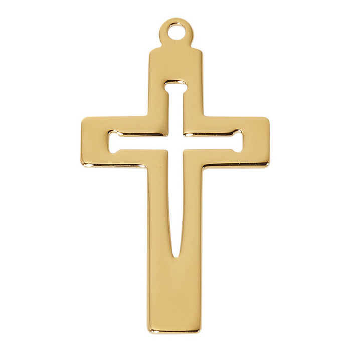 Cut Out Nail Gold Plated Stainless Steel Cross with 24" ChainCut Out Nail Gold Plated Sterling Silver Cross with 24" Chain