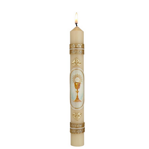 11.25" H First Communion Candle Chalice & Host