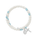 Wrap Rosary Bracelet - Aqua and Pearl
