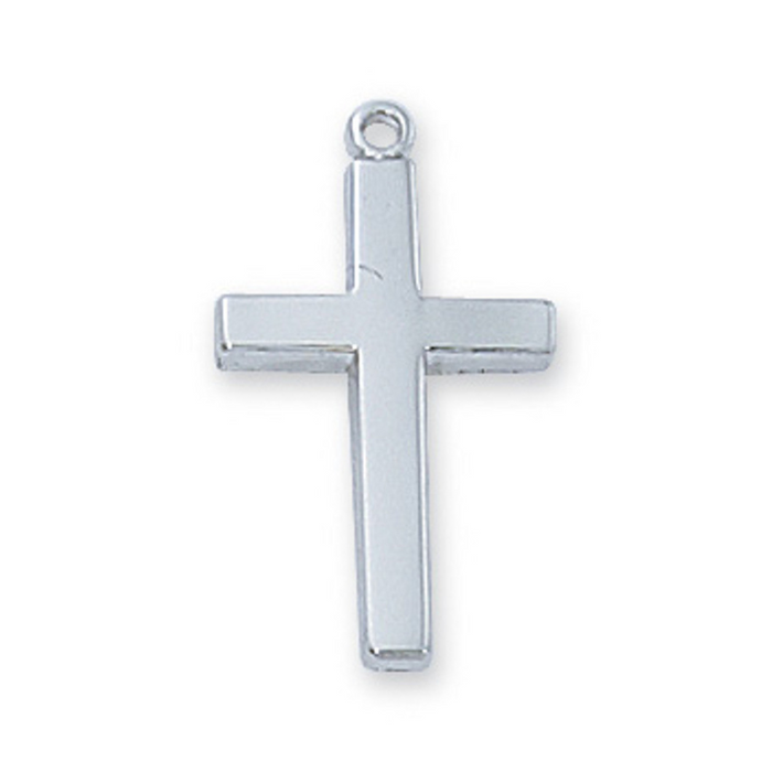 Rhodium Plated Silver Cross with 18" Chain