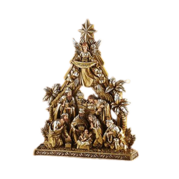 10.5" H Figurine Metallic Nativity