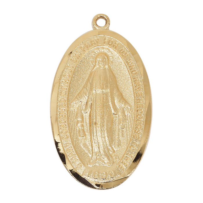 Gold-tone Oval Miraculous Medal with 24" Chain