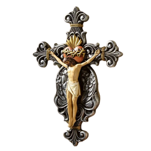Sacred Heart Calvary Wall Crucifix 10"