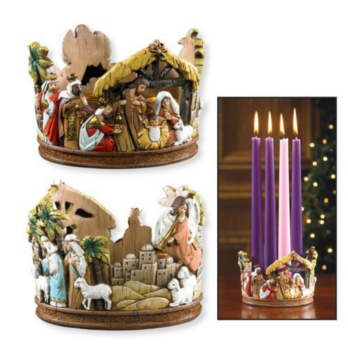 3.50"H Nativity Crown Advent Candleholder