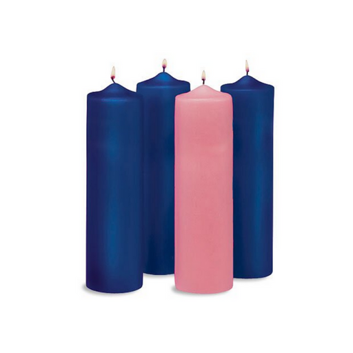12" Advent Candle Set of 3 Blue and 1 Pink