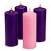 12" Advent Candle Set of 3 Purple and 1 Pink