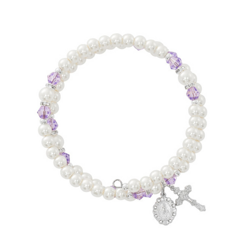 Wrap Rosary Bracelet - Amethyst and Pearl