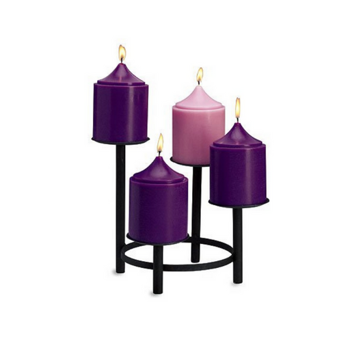 6" Advent Pillar Candle Set of 3 Purple and 1 Pink