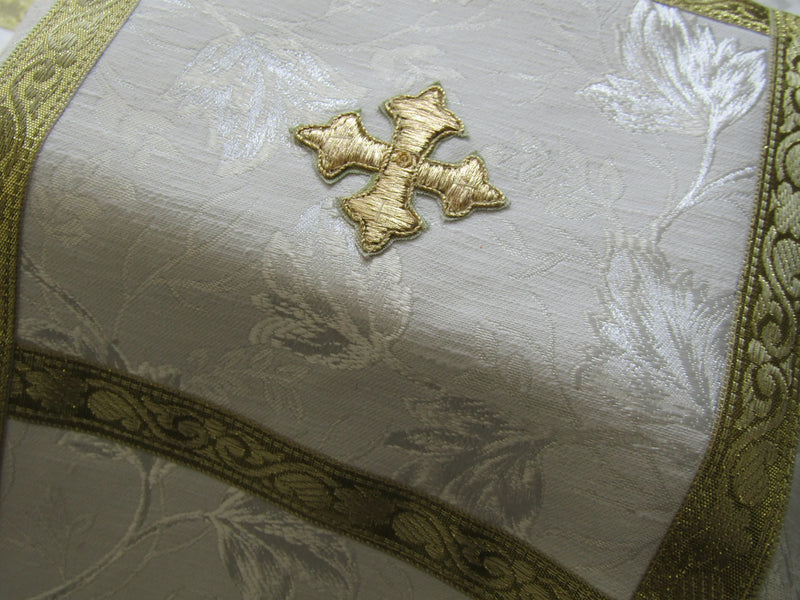 Urn Cover With a Gold Galoon Cross and MDS Hand Embroidered Greek Cross