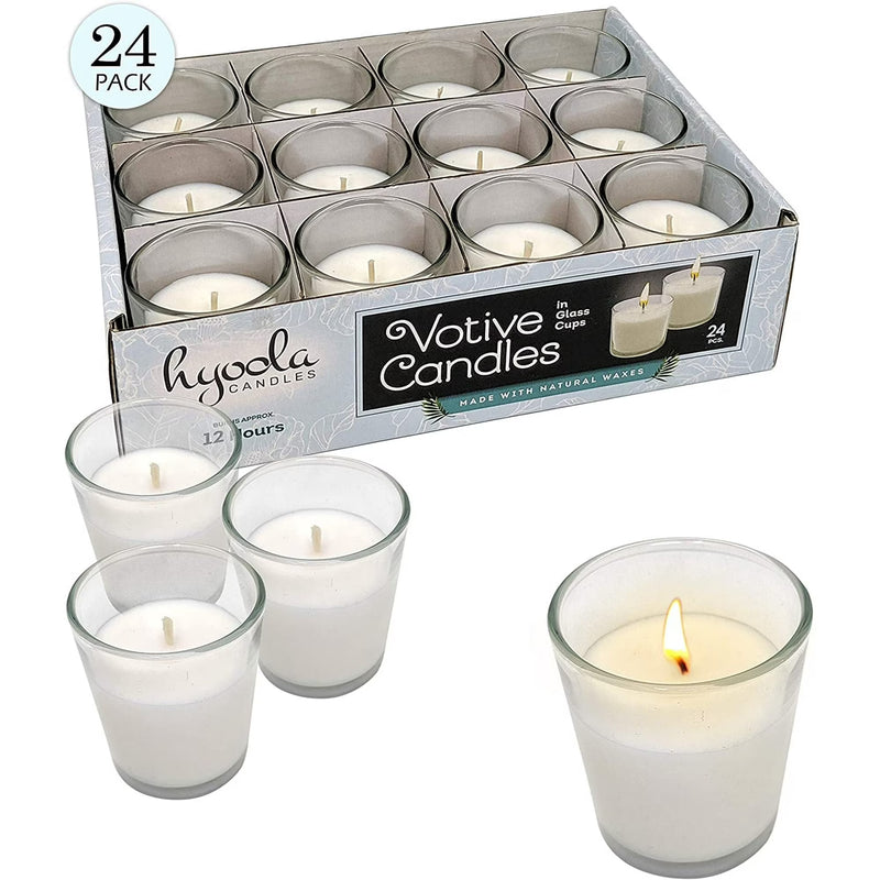 Votive Candles in Glass Cup - 15 Hours - 24 Pack