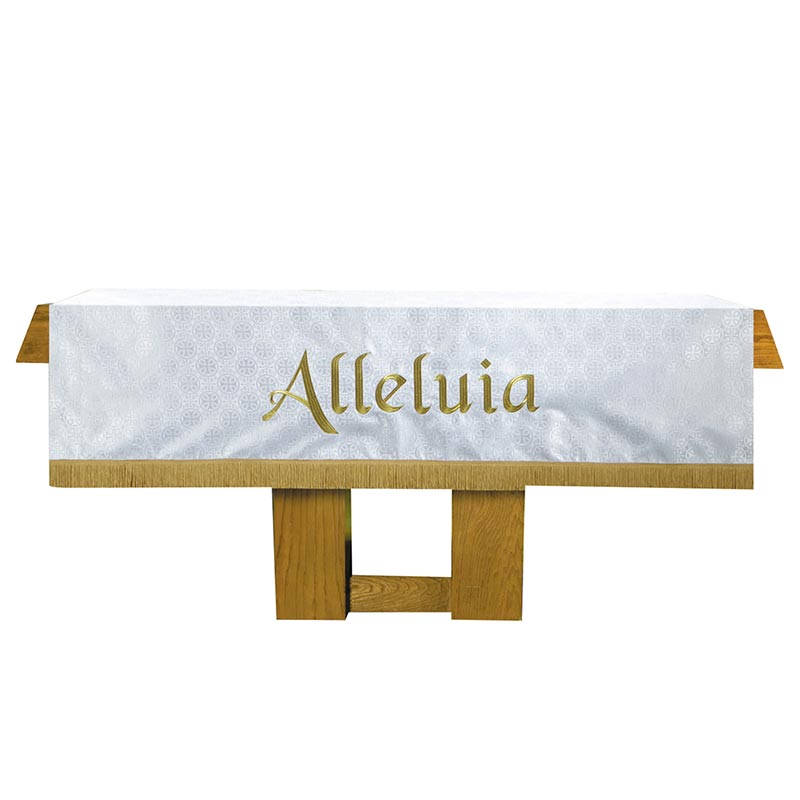 White Maltese Cross Altar Frontal - Alleluia