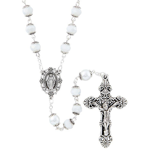 White Orvieto Collection Rosary With Miraculous Medal