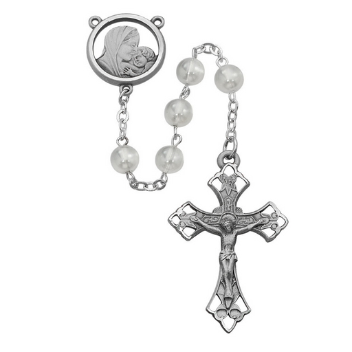 White Rosary with 7mm Glass Beads