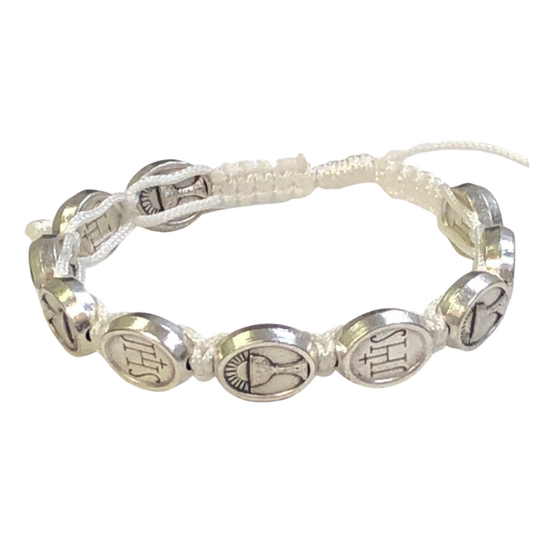 White Slip Knot First Holy Communion Bracelet