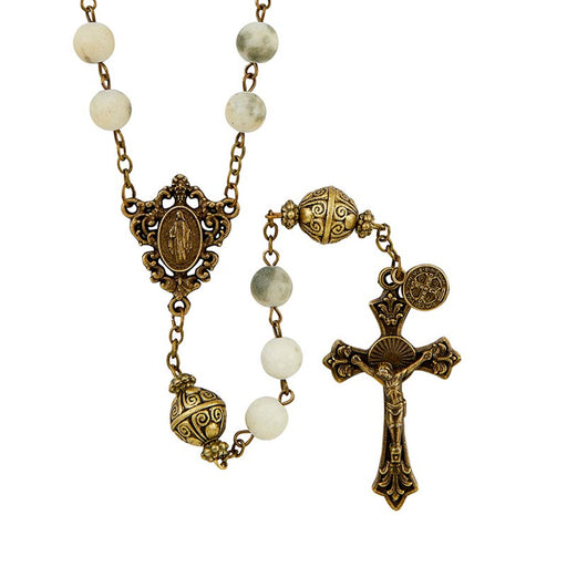 White Ivory Mantle of Mary Collection Rosary