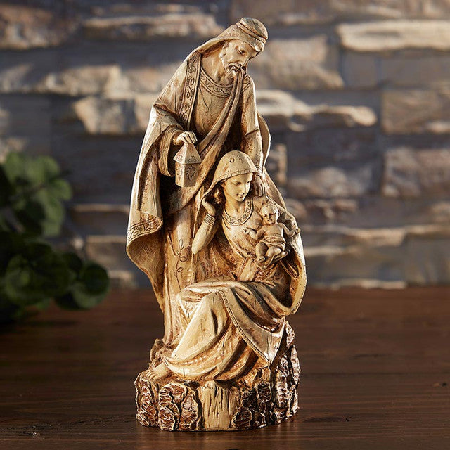 Wood Style Nativity Figurine Warm Stone-Colored Nativity Figurine 