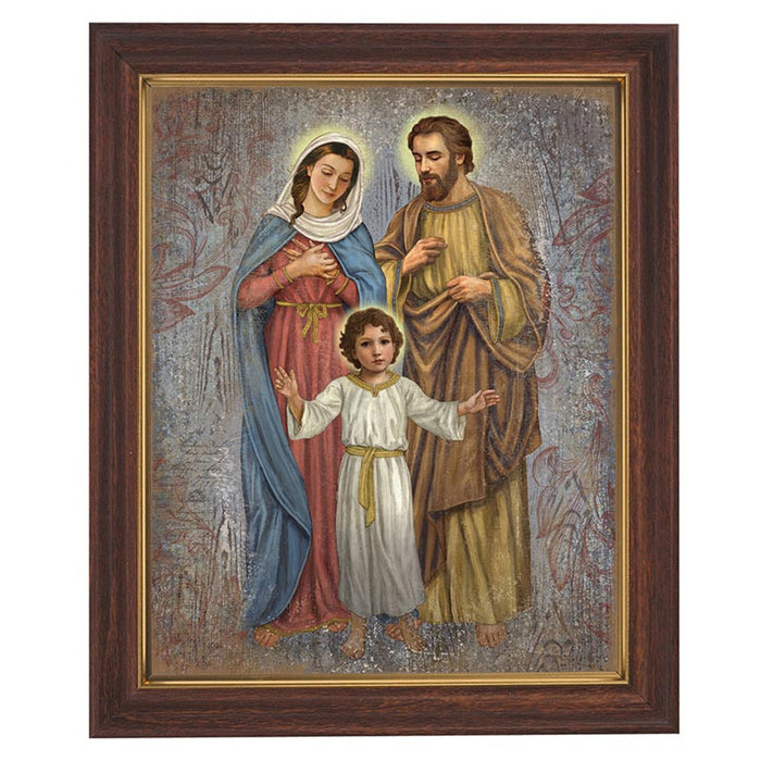 Wood Tone Holy Family Framed Print