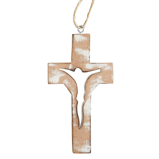 Wooden Cross Holiday Ornament