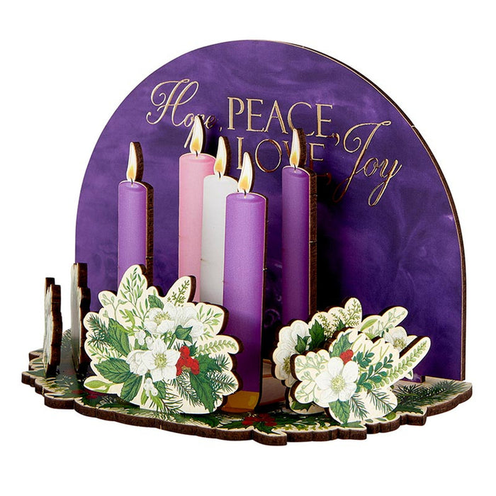 Wooden Nativity Advent Candles 3D Desk Stand