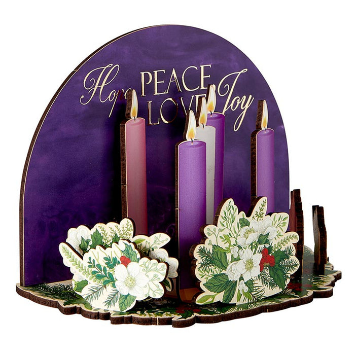 Wooden Nativity Advent Candles 3D Desk Stand