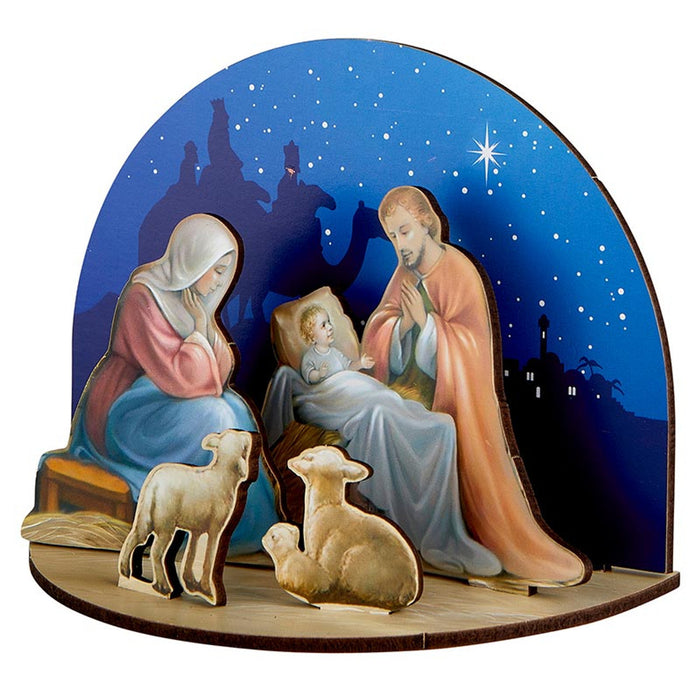 Wooden Holy Family Nativity 3D Desk Stand