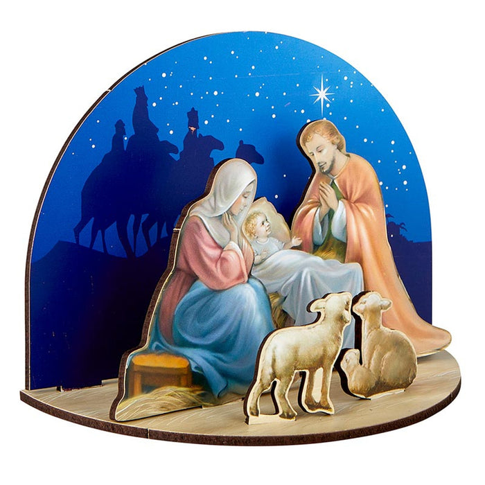 Wooden Holy Family Nativity 3D Desk Stand