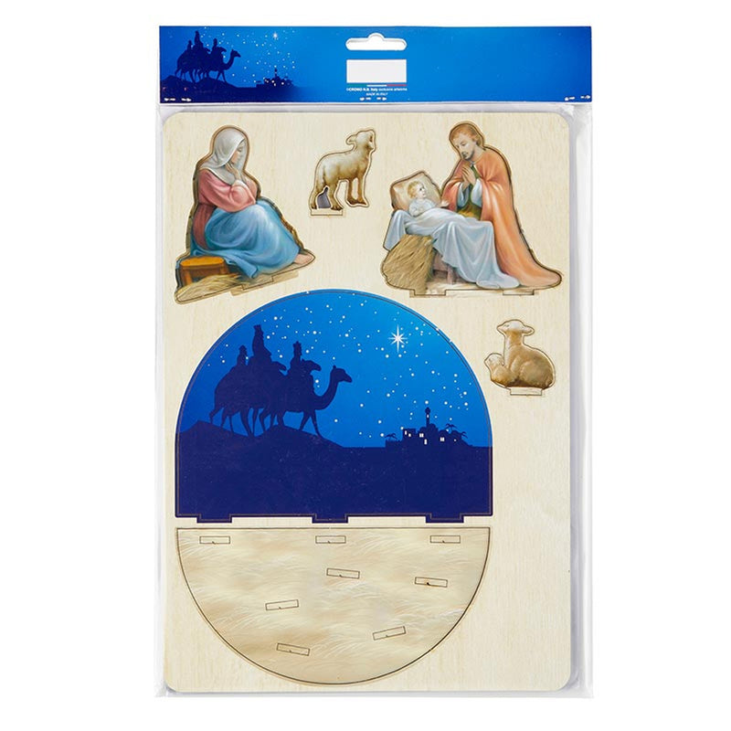 Wooden Holy Family Nativity 3D Desk Stand