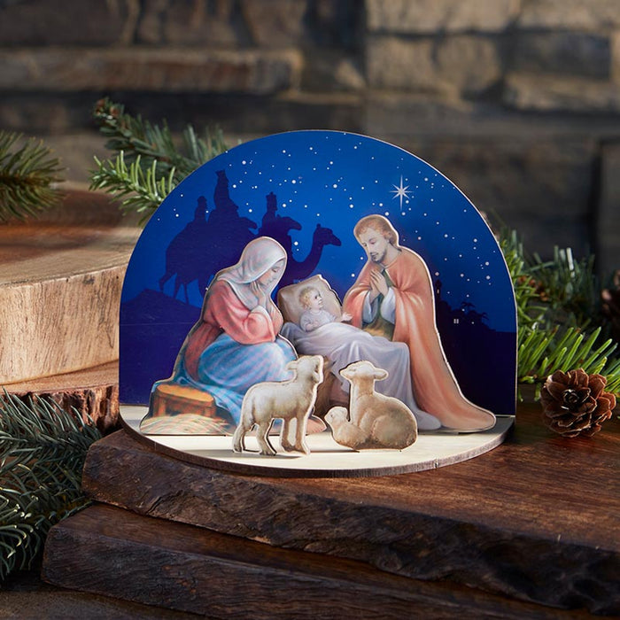 Wooden Holy Family Nativity 3D Desk Stand